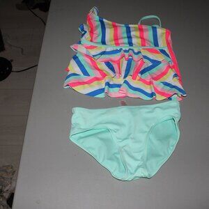 Multi Color 2 Pcs Justice Tankini Swimsuit Size 14